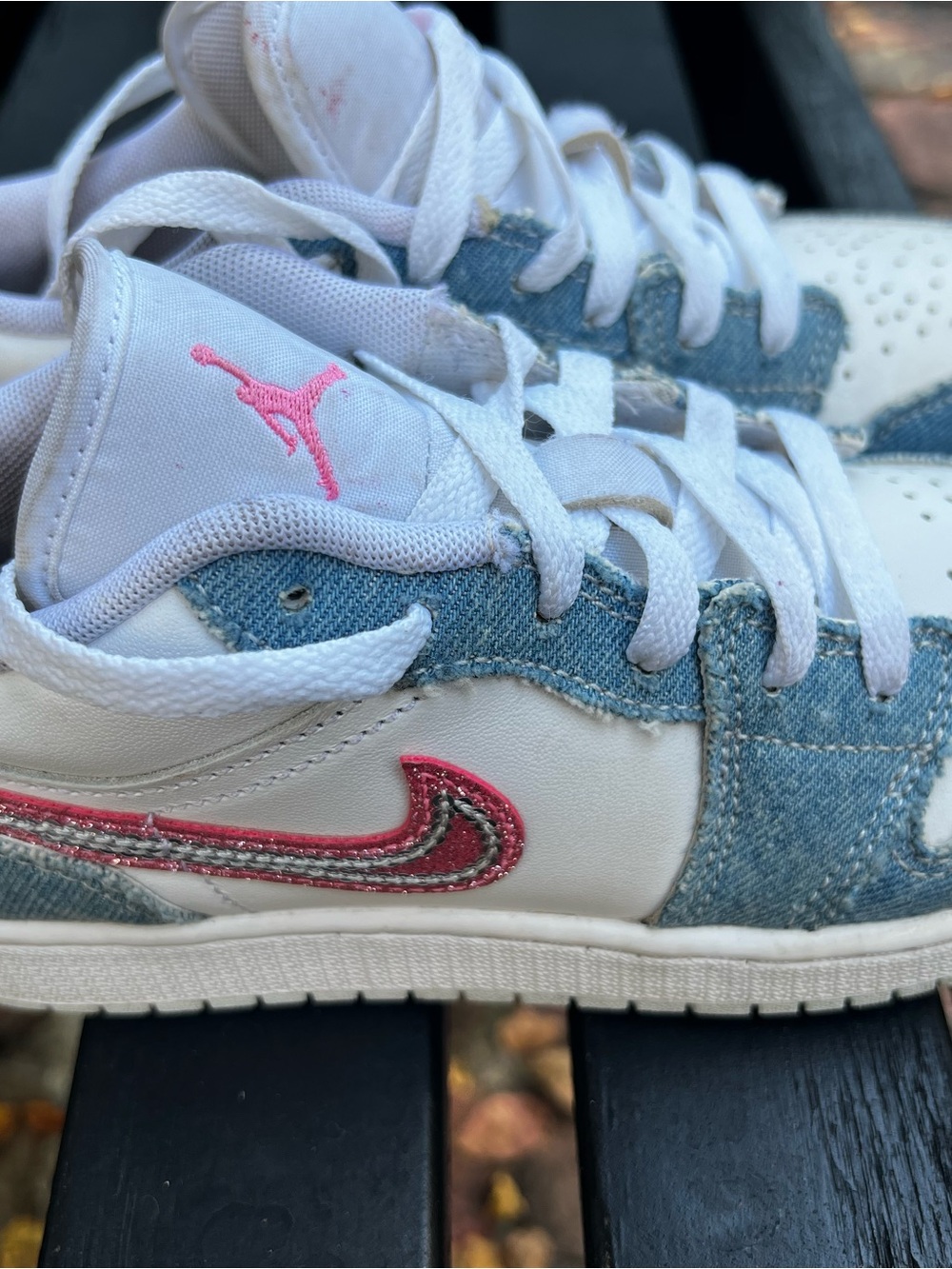 Little Kids Nike Air Jordan 1 Low SEE Denim Sequin Size 3.5